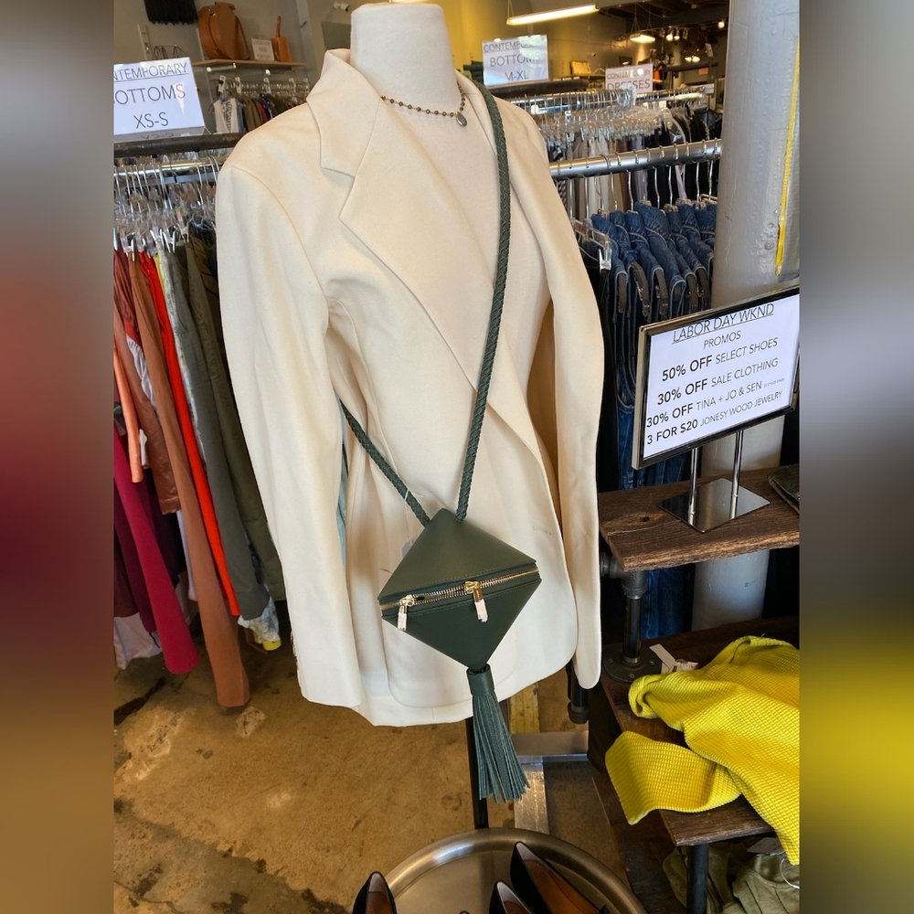 Neely and Chloe dark green croc leather bag